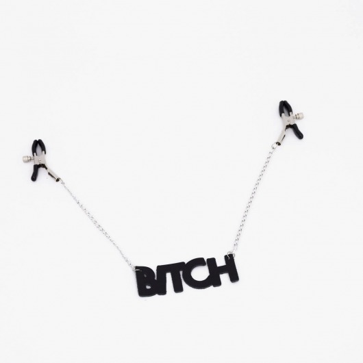 Зажимы на соски с кожаной подвеской Bitch - Crazy Handmade - купить с доставкой в Балаково