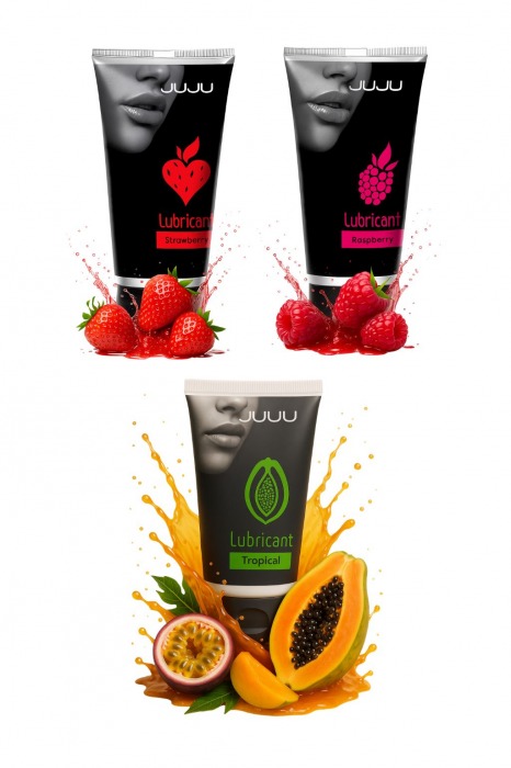 Набор из 3 съедобных лубрикантов JUJU (клубника, малина, тропические фрукты) - JuJu - купить с доставкой в Балаково