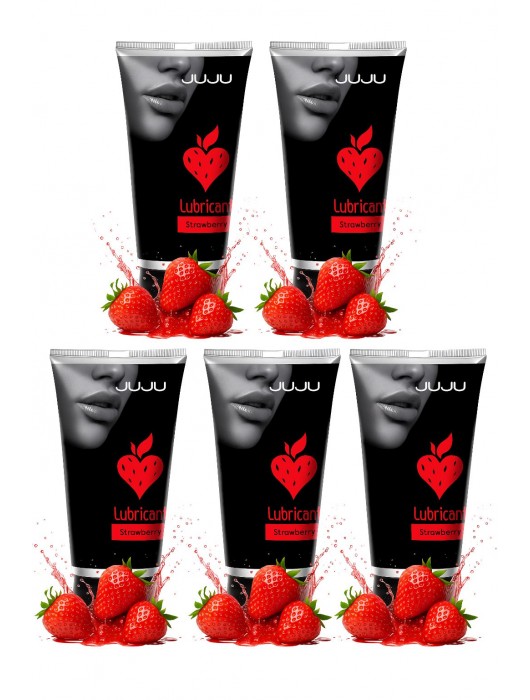 Набор из 5 съедобных лубрикантов JUJU со вкусом клубники - JuJu - купить с доставкой в Балаково
