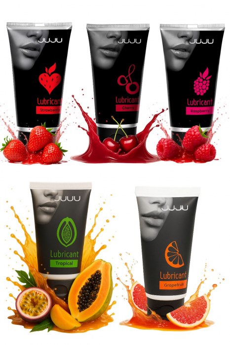 Набор из 5 съедобных лубрикантов JUJU (клубника, малина, тропические фрукты, вишня, грейпфрут) - JuJu - купить с доставкой в Балаково