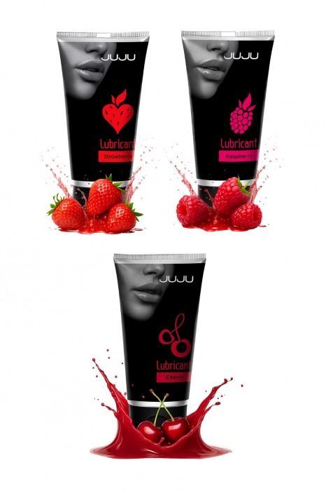 Набор из 3 съедобных лубрикантов JUJU (клубника, малина, вишня) - JuJu - купить с доставкой в Балаково