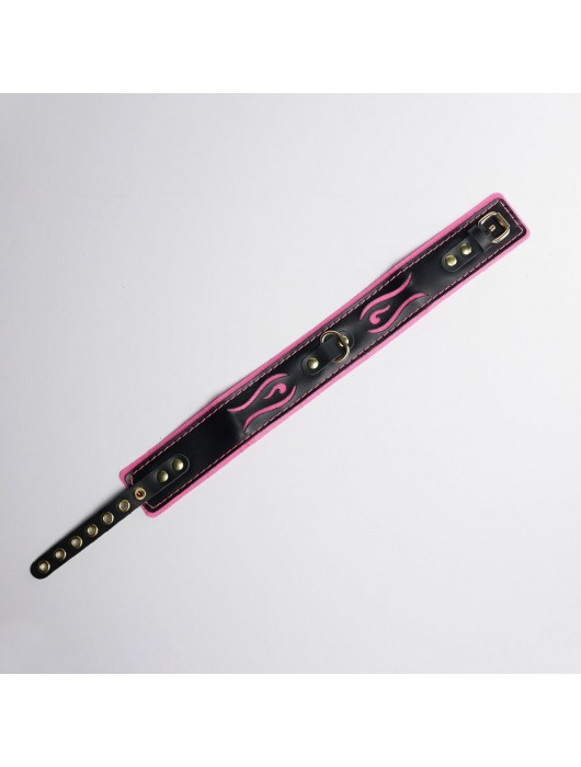Черно-розовый ошейник с золотистой фурнитурой - Crazy Handmade - купить с доставкой в Балаково