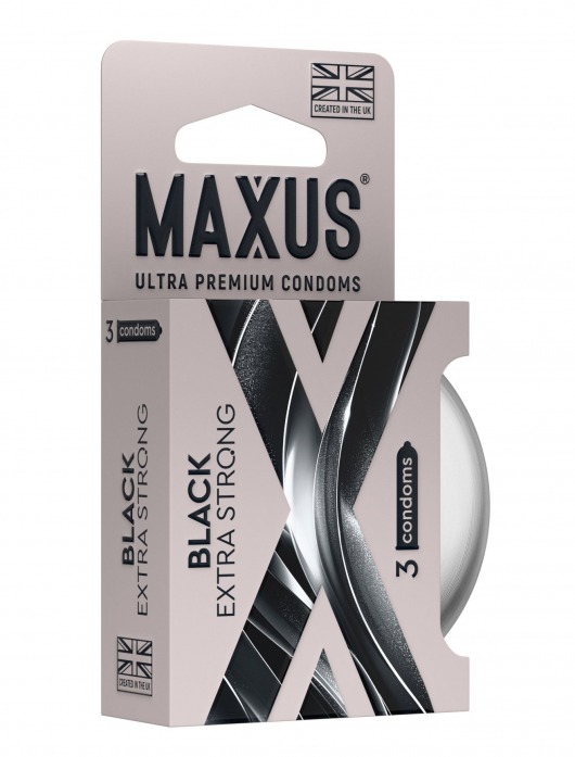 Черные утолщенные презервативы MAXUS Extra Strong с железным кейсом - 3 шт. - Maxus - купить с доставкой в Балаково
