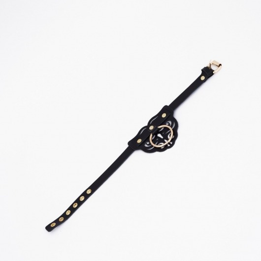 Черный чокер с клепками и золотистой фурнитурой - Crazy Handmade - купить с доставкой в Балаково