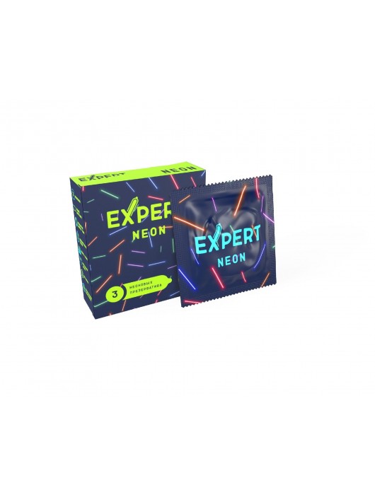 Светящиеся в темноте презервативы Expert Neon - 3 шт. - Expert - купить с доставкой в Балаково