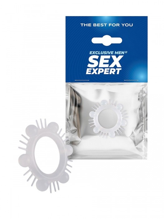Эластичное эрекционное кольцо с шипиками и шариками - Sex Expert - в Балаково купить с доставкой