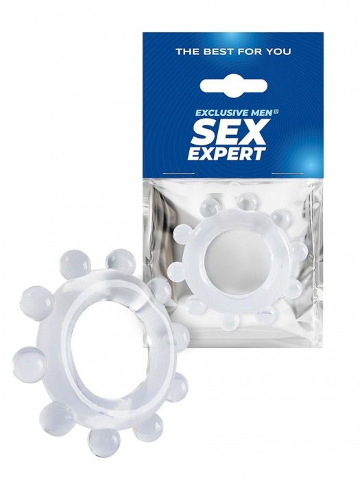 Прозрачное эрекционное кольцо со стимулирующими шариками - Sex Expert - в Балаково купить с доставкой