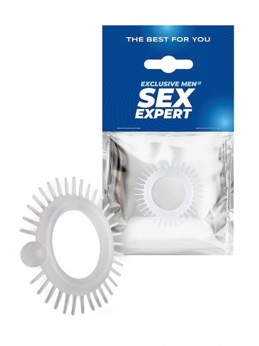 Эластичное эрекционное кольцо с шипиками и шариком - Sex Expert - в Балаково купить с доставкой