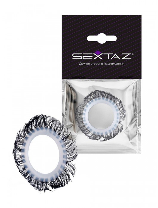 Эластичное эрекционное колечко с черными «ресничками» - Sextaz - в Балаково купить с доставкой