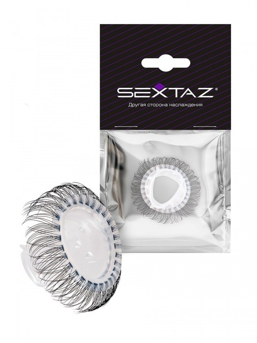 Эластичное эрекционное кольцо с длинными черными «ресничками» - Sextaz - в Балаково купить с доставкой