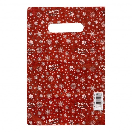Красный подарочный новогодний пакет с вырубной ручкой (20х30 см) - Сима-Ленд - купить с доставкой в Балаково