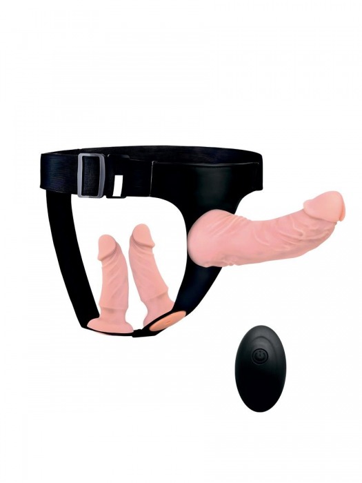 Женский страпон с 3 насадками и вибрацией - Erowoman-Eroman - купить с доставкой в Балаково