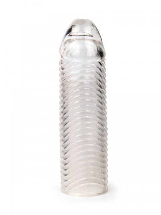 Прозрачная закрытая насадка на пенис с ребрышками - 16 см. - Sex Expert - в Балаково купить с доставкой