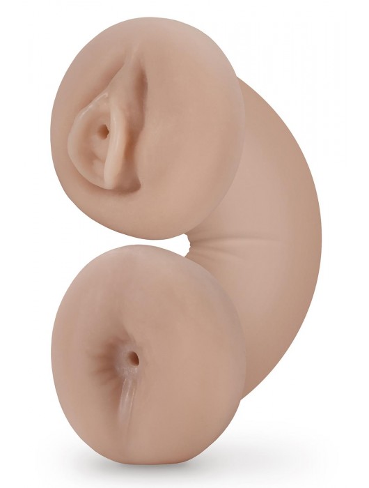 Телесный люминесцентный двусторонний мастурбатор Tasha - Blush Novelties - в Балаково купить с доставкой