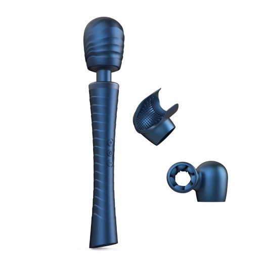 Синий вибромассажёр с насадками Man.wand Edgy - Manwan - в Балаково купить с доставкой