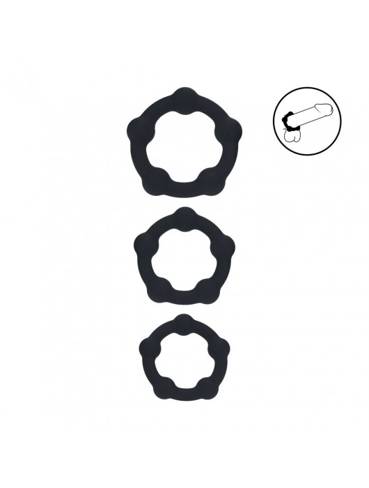 Набор из 3 эрекционных колец Beaded Silicone Cockring Set - Shots Media BV - в Балаково купить с доставкой