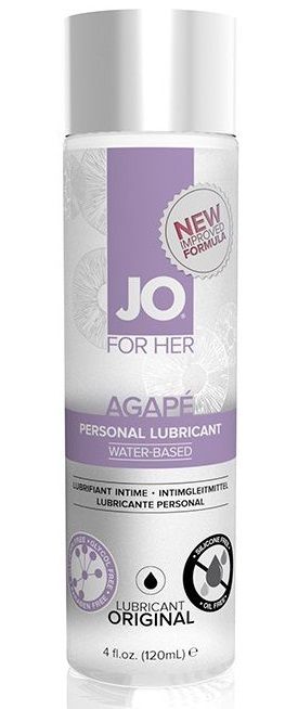 Женский лубрикант на водной основе JO AGAPE LUBRICANT ORIGINAL - 120 мл. - System JO - купить с доставкой в Балаково