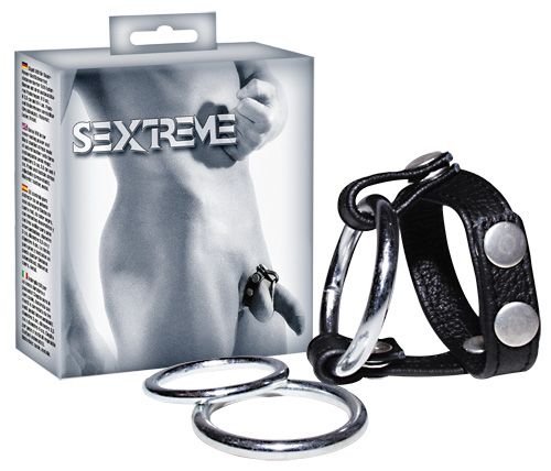 Подхват для мошонки с 3 съемными эрекционными кольцами Leder-Riemen - Orion - в Балаково купить с доставкой