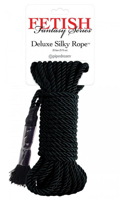 Черная веревка для фиксации Deluxe Silky Rope - 9,75 м. - Pipedream - купить с доставкой в Балаково