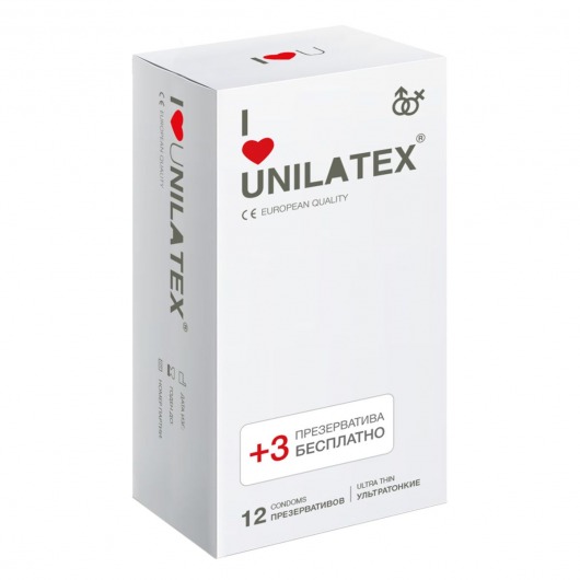 Ультратонкие презервативы Unilatex Ultra Thin - 12 шт. + 3 шт. в подарок - Unilatex - купить с доставкой в Балаково