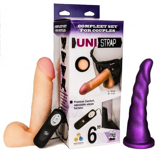 Вибрострапон с двумя насадками UniStrap - 18 и 18 см. - LOVETOY (А-Полимер) - купить с доставкой в Балаково