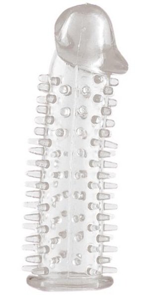 Прозрачная насадка на половой член с закрытой головкой и шипами - 12,5 см. - Toyfa Basic - в Балаково купить с доставкой