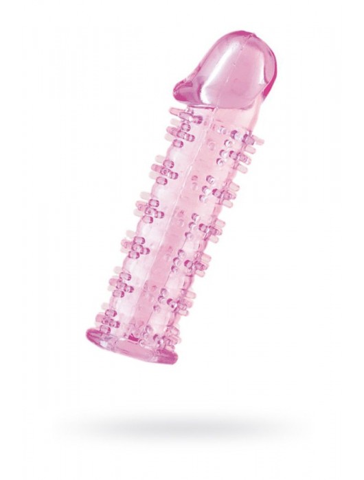 Гелевая розовая насадка на фаллос с шипами - 12 см. - Toyfa Basic - в Балаково купить с доставкой