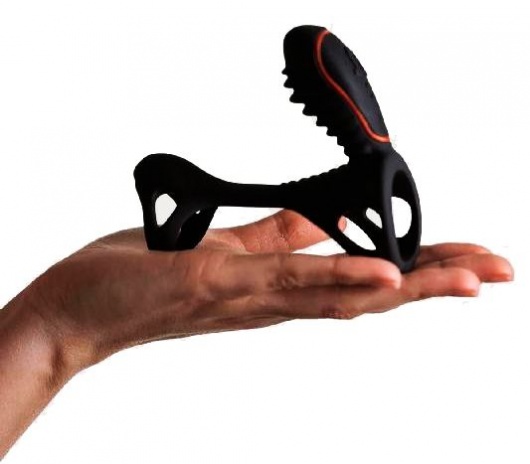 Чёрная насадка на фаллос Gladiator + LRS  с трехкнопочным пультом управления - Adrien Lastic - в Балаково купить с доставкой