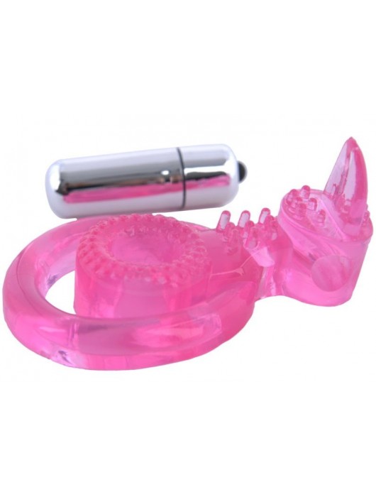Розовая вибронасадка со стимулятор клитора   Язычок - Toyfa Basic - в Балаково купить с доставкой
