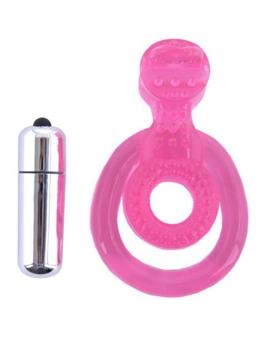 Розовая вибронасадка со стимулятор клитора   Язычок - Toyfa Basic - в Балаково купить с доставкой