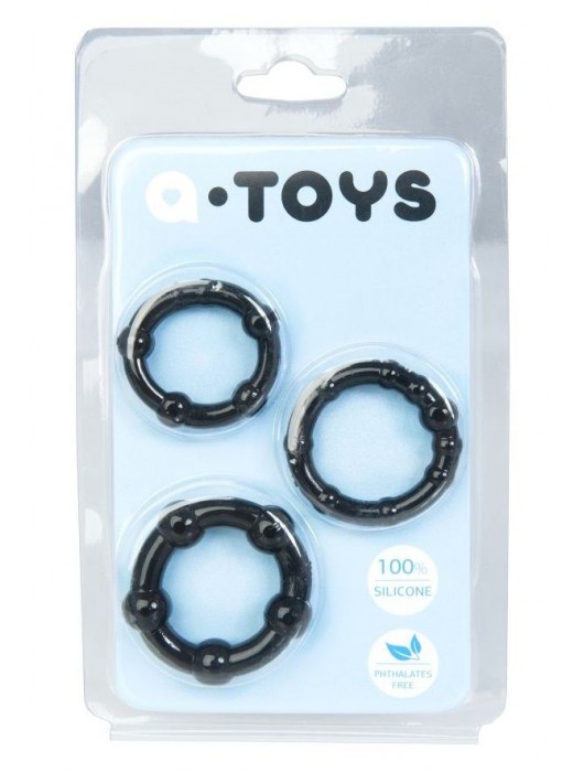 Набор из 3 чёрных эрекционных колец A-toys - A-toys - в Балаково купить с доставкой