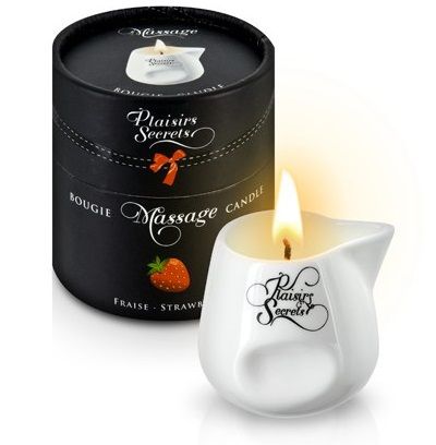 Массажная свеча с ароматом клубники Bougie de Massage Gourmande Fraise - 80 мл. - Plaisir Secret - купить с доставкой в Балаково
