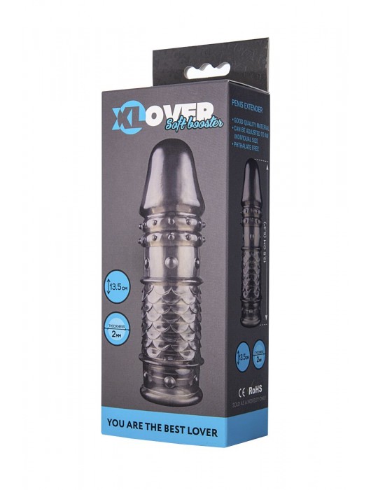 Дымчатая закрытая насадка ToyFa XLover с чешуйками и пупырышками - 13,5 см. - ToyFa - в Балаково купить с доставкой