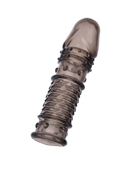 Дымчатая закрытая насадка ToyFa XLover с чешуйками и пупырышками - 13,5 см. - ToyFa - в Балаково купить с доставкой