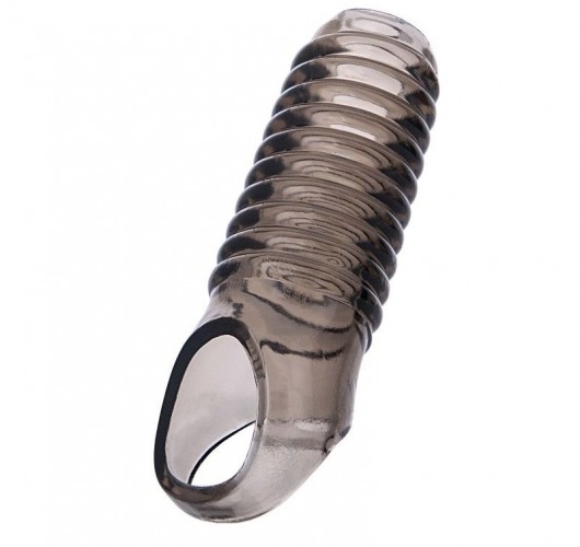 Дымчатая насадка с рёбрышками и подхватом мошонки ToyFa XLover - 12,5 см. - ToyFa - в Балаково купить с доставкой