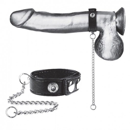 Утяжка на пенис с поводком Snap Cock Ring With 12  Leash - BlueLine - купить с доставкой в Балаково