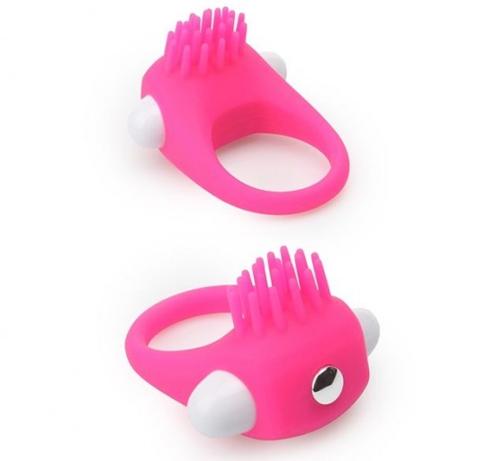 Розовое эрекционное кольцо с щеточкой LIT-UP SILICONE STIMU RING 5 - Dream Toys - в Балаково купить с доставкой