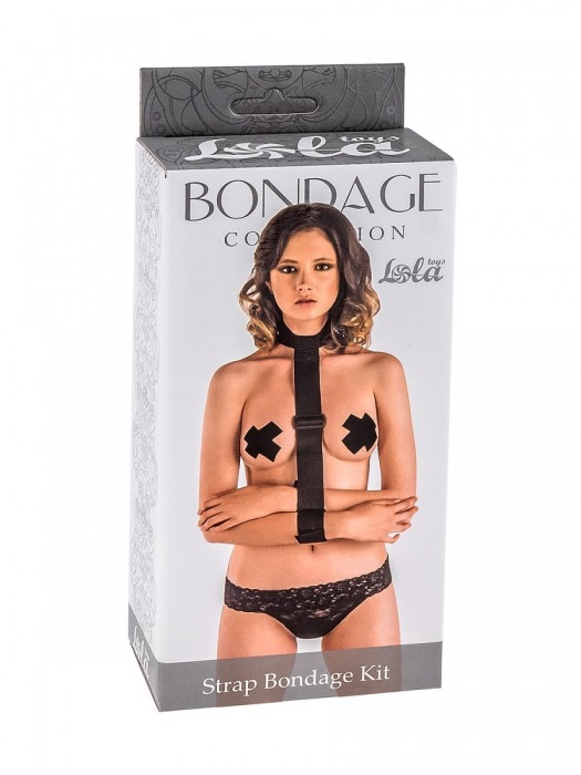 Ошейник с длинной лентой и наручниками Strap Bondage Kit One Size - Lola Games - купить с доставкой в Балаково