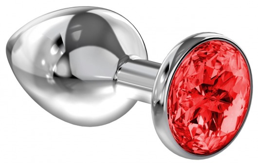Большая серебристая анальная пробка Diamond Red Sparkle Large с красным кристаллом - 8 см. - Lola Games - купить с доставкой в Балаково