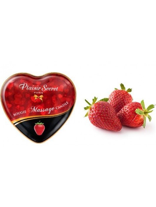 Массажная свеча с ароматом клубники Bougie Massage Candle - 35 мл. - Plaisir Secret - купить с доставкой в Балаково