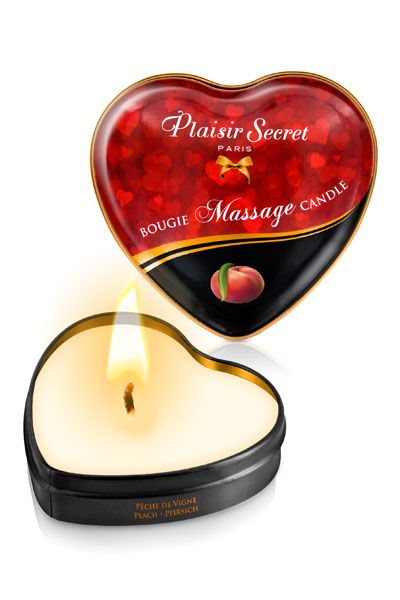 Массажная свеча с ароматом персика Bougie Massage Candle - 35 мл. - Plaisir Secret - купить с доставкой в Балаково