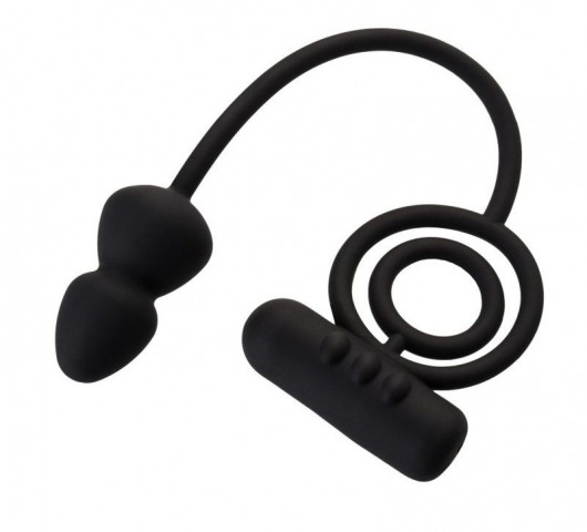 Чёрное эрекционное кольцо с вибропулькой и анальным хвостом - Erotist Adult Toys - в Балаково купить с доставкой