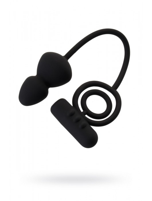 Чёрное эрекционное кольцо с вибростимулятором и анальным хвостом - Erotist Adult Toys - в Балаково купить с доставкой