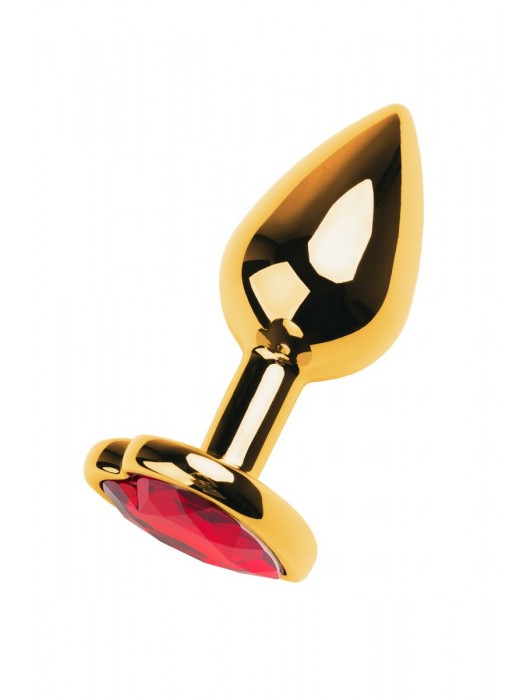 Золотистая анальная пробка с кристаллом-сердцем - 7,5 см. - ToyFa - купить с доставкой в Балаково