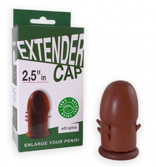 Коричневый латексный удлинитель пениса 2.5 in с шипиками - Sitabella - в Балаково купить с доставкой