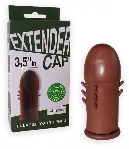 Коричневый латексный удлинитель пениса 3.5 in с шипиками - Sitabella - в Балаково купить с доставкой