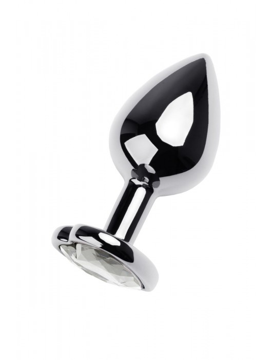 Серебристая анальная пробка с прозрачным кристаллом-сердцем - 8 см. - ToyFa - купить с доставкой в Балаково