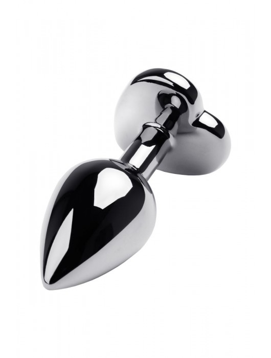 Серебристая анальная пробка с прозрачным кристаллом-сердцем - 8 см. - ToyFa - купить с доставкой в Балаково