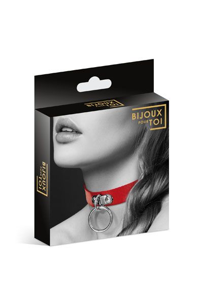 Красный узенький чокер с кольцом - Bijoux Pour Toi - купить с доставкой в Балаково