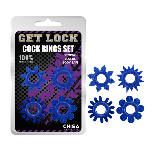 Набор из 4 синих колец Get Lock - Chisa - в Балаково купить с доставкой